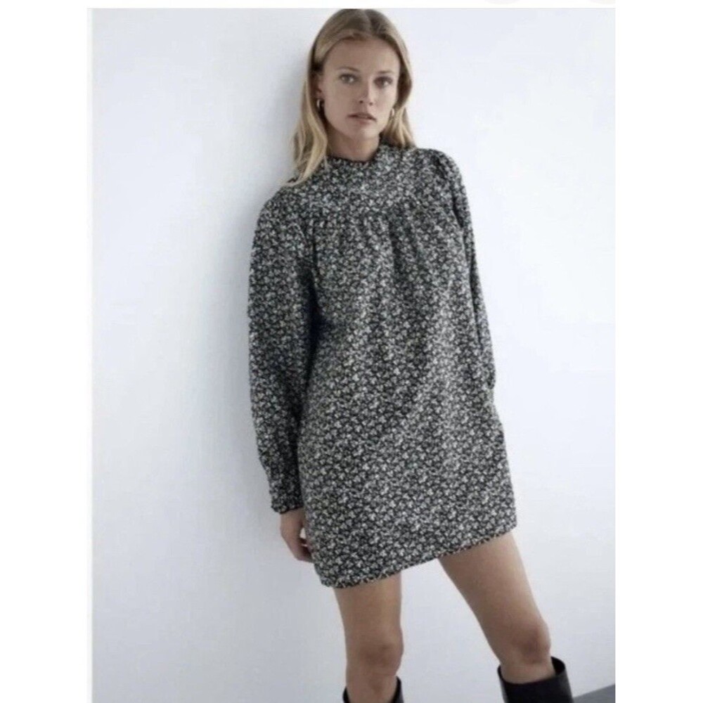 Zara Black & White Poplin  Dress Size Large